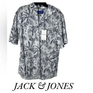Jack&Jones Tropical print cotton shirt , NWT, resortwear,beach ,coastal